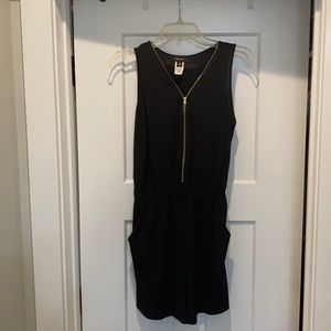 Little black romper,gold zipper, size small